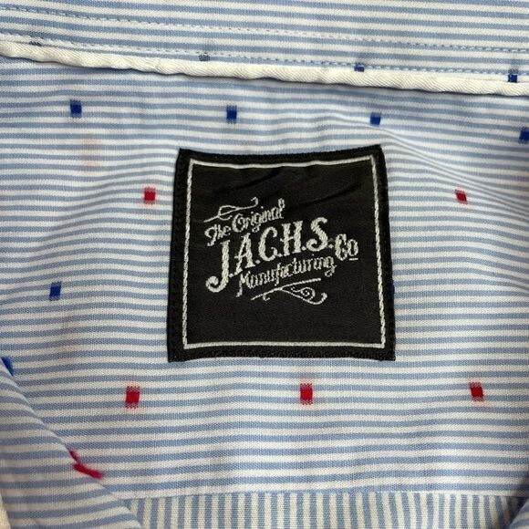 J.A.C.H.S. Manufacturing Co. Button Down Shirt Size 16.5 34-35 Red White & Blue - Picture 11 of 14